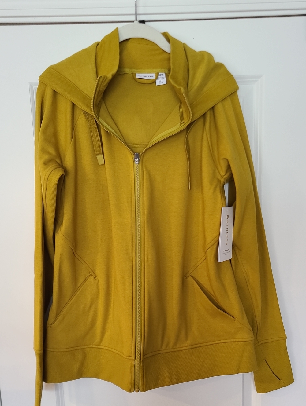 Athleta Triumph Mustard Yellow Full-Zip Hoodie Jacket